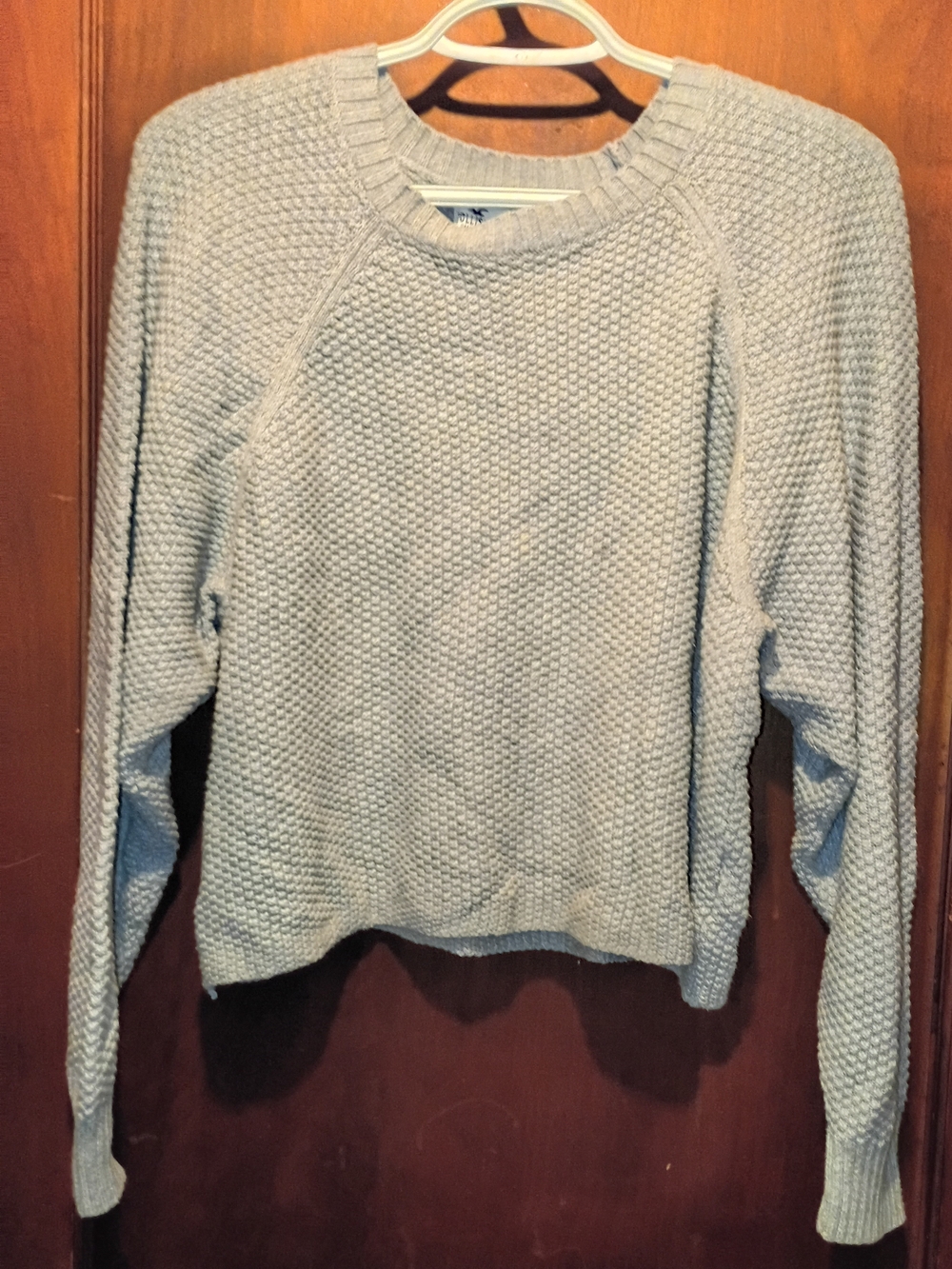 Hollister Light Gray Textured Crewneck Sweater